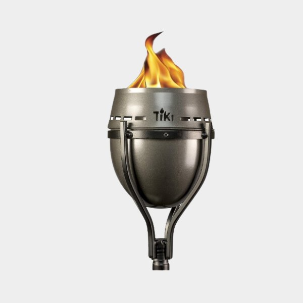 lawn-1-1.jpg TIKI Brand Island King Outdoor TIKI Torch for Lawn, Patio and Garden, Metal Large Flame Silver - Image 1